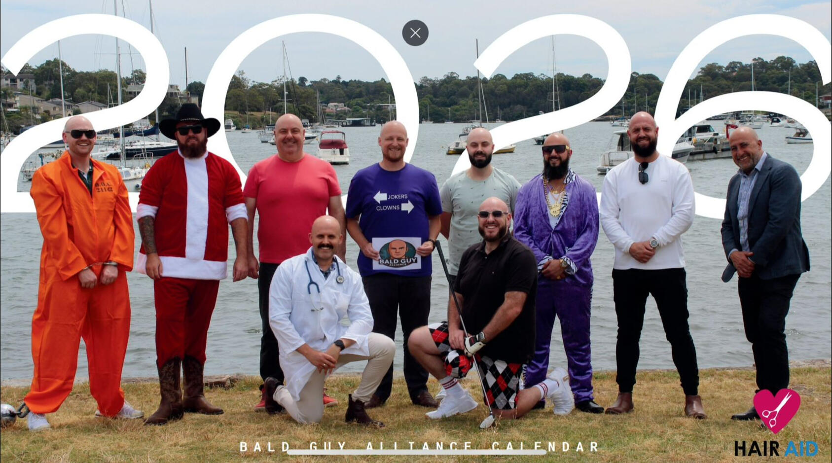 The 2026 Bald Guys Alliance calendar cover
